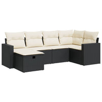 Thumbnail for 6-tlg. Garten-Sofagarnitur mit Kissen Schwarz Poly Rattan