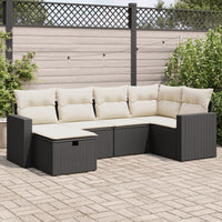 Thumbnail for 6-tlg. Garten-Sofagarnitur mit Kissen Schwarz Poly Rattan