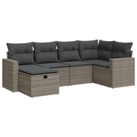 Thumbnail for 6-tlg. Garten-Sofagarnitur mit Kissen Grau Poly Rattan