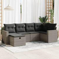 Thumbnail for 6-tlg. Garten-Sofagarnitur mit Kissen Grau Poly Rattan
