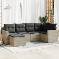 Thumbnail for 6-tlg. Garten-Sofagarnitur mit Kissen Hellgrau Poly Rattan