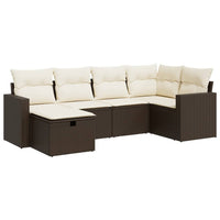 Thumbnail for 6-tlg. Garten-Sofagarnitur mit Kissen Braun Poly Rattan