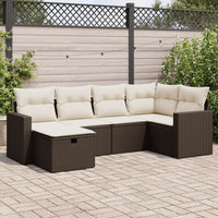 Thumbnail for 6-tlg. Garten-Sofagarnitur mit Kissen Braun Poly Rattan