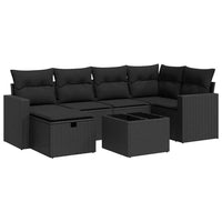 Thumbnail for 7-tlg. Garten-Sofagarnitur mit Kissen Schwarz Poly Rattan