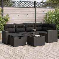 Thumbnail for 7-tlg. Garten-Sofagarnitur mit Kissen Schwarz Poly Rattan