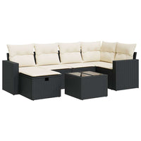 Thumbnail for 7-tlg. Garten-Sofagarnitur mit Kissen Schwarz Poly Rattan