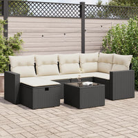 Thumbnail for 7-tlg. Garten-Sofagarnitur mit Kissen Schwarz Poly Rattan