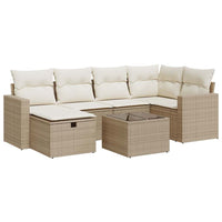 Thumbnail for 7-tlg. Garten-Sofagarnitur mit Kissen Beige Poly Rattan