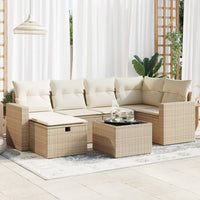 Thumbnail for 7-tlg. Garten-Sofagarnitur mit Kissen Beige Poly Rattan