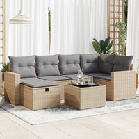 Thumbnail for 7-tlg. Garten-Sofagarnitur mit Kissen Beige Poly Rattan