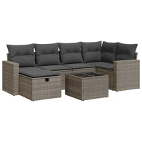 Thumbnail for 7-tlg. Garten-Sofagarnitur mit Kissen Grau Poly Rattan