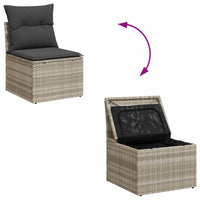 Thumbnail for 7-tlg. Garten-Sofagarnitur mit Kissen Hellgrau Poly Rattan