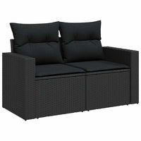 Thumbnail for 7-tlg. Garten-Sofagarnitur mit Kissen Schwarz Poly Rattan