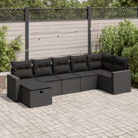 Thumbnail for 7-tlg. Garten-Sofagarnitur mit Kissen Schwarz Poly Rattan