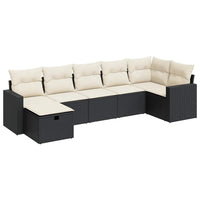 Thumbnail for 7-tlg. Garten-Sofagarnitur mit Kissen Schwarz Poly Rattan