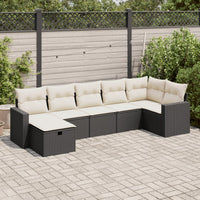 Thumbnail for 7-tlg. Garten-Sofagarnitur mit Kissen Schwarz Poly Rattan