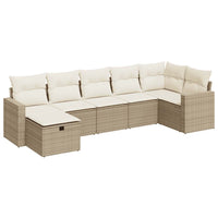 Thumbnail for 7-tlg. Garten-Sofagarnitur mit Kissen Beige Poly Rattan