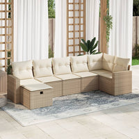Thumbnail for 7-tlg. Garten-Sofagarnitur mit Kissen Beige Poly Rattan