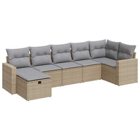 Thumbnail for 7-tlg. Garten-Sofagarnitur mit Kissen Beige Poly Rattan