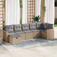 Thumbnail for 7-tlg. Garten-Sofagarnitur mit Kissen Beige Poly Rattan