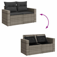 Thumbnail for 7-tlg. Garten-Sofagarnitur mit Kissen Grau Poly Rattan