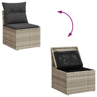 Thumbnail for 7-tlg. Garten-Sofagarnitur mit Kissen Hellgrau Poly Rattan