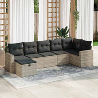 Thumbnail for 7-tlg. Garten-Sofagarnitur mit Kissen Hellgrau Poly Rattan