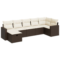 Thumbnail for 7-tlg. Garten-Sofagarnitur mit Kissen Braun Poly Rattan