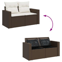 Thumbnail for 7-tlg. Garten-Sofagarnitur mit Kissen Braun Poly Rattan