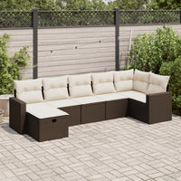 Thumbnail for 7-tlg. Garten-Sofagarnitur mit Kissen Braun Poly Rattan