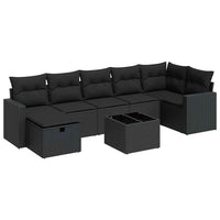 Thumbnail for 8-tlg. Garten-Sofagarnitur mit Kissen Schwarz Poly Rattan