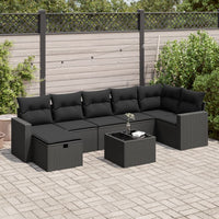 Thumbnail for 8-tlg. Garten-Sofagarnitur mit Kissen Schwarz Poly Rattan