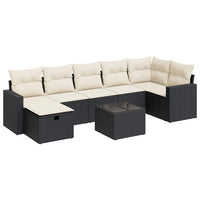 Thumbnail for 8-tlg. Garten-Sofagarnitur mit Kissen Schwarz Poly Rattan