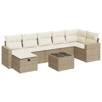 Thumbnail for 8-tlg. Garten-Sofagarnitur mit Kissen Beige Poly Rattan