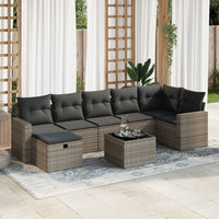 Thumbnail for 8-tlg. Garten-Sofagarnitur mit Kissen Grau Poly Rattan