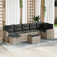 Thumbnail for 8-tlg. Garten-Sofagarnitur mit Kissen Hellgrau Poly Rattan