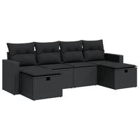 Thumbnail for 6-tlg. Garten-Sofagarnitur mit Kissen Schwarz Poly Rattan