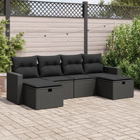 Thumbnail for 6-tlg. Garten-Sofagarnitur mit Kissen Schwarz Poly Rattan