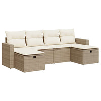 Thumbnail for 6-tlg. Garten-Sofagarnitur mit Kissen Beige Poly Rattan