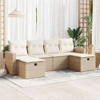 Thumbnail for 6-tlg. Garten-Sofagarnitur mit Kissen Beige Poly Rattan