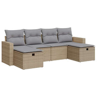Thumbnail for 6-tlg. Garten-Sofagarnitur mit Kissen Beige Poly Rattan
