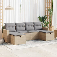 Thumbnail for 6-tlg. Garten-Sofagarnitur mit Kissen Beige Poly Rattan