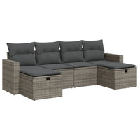 Thumbnail for 6-tlg. Garten-Sofagarnitur mit Kissen Grau Poly Rattan