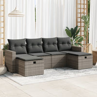 Thumbnail for 6-tlg. Garten-Sofagarnitur mit Kissen Grau Poly Rattan