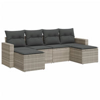 Thumbnail for 6-tlg. Garten-Sofagarnitur mit Kissen Hellgrau Poly Rattan
