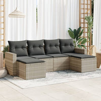 Thumbnail for 6-tlg. Garten-Sofagarnitur mit Kissen Hellgrau Poly Rattan