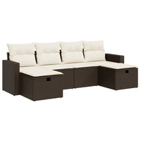 Thumbnail for 6-tlg. Garten-Sofagarnitur mit Kissen Braun Poly Rattan