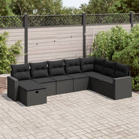 Thumbnail for 8-tlg. Garten-Sofagarnitur mit Kissen Schwarz Poly Rattan