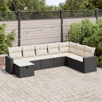 Thumbnail for 8-tlg. Garten-Sofagarnitur mit Kissen Schwarz Poly Rattan