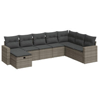 Thumbnail for 8-tlg. Garten-Sofagarnitur mit Kissen Grau Poly Rattan